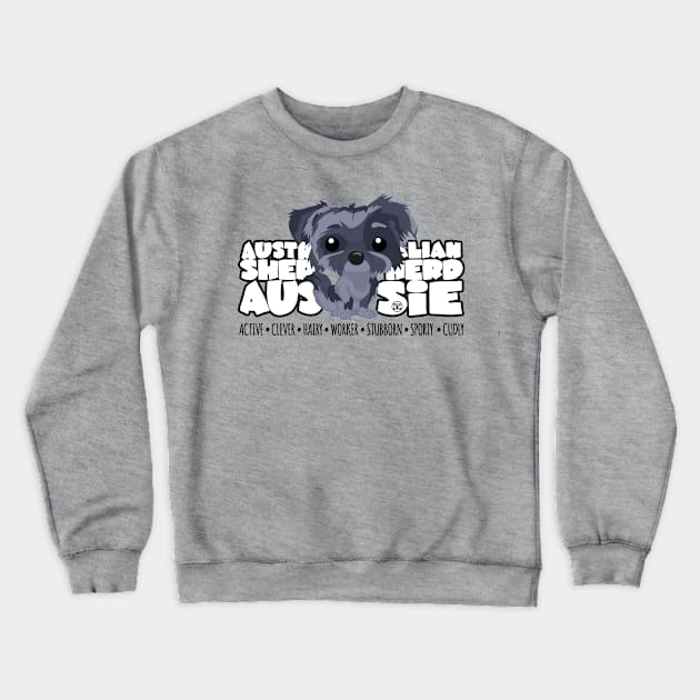 DGBigHeads - Aussie Full Merle Crewneck Sweatshirt by DoggyGraphics